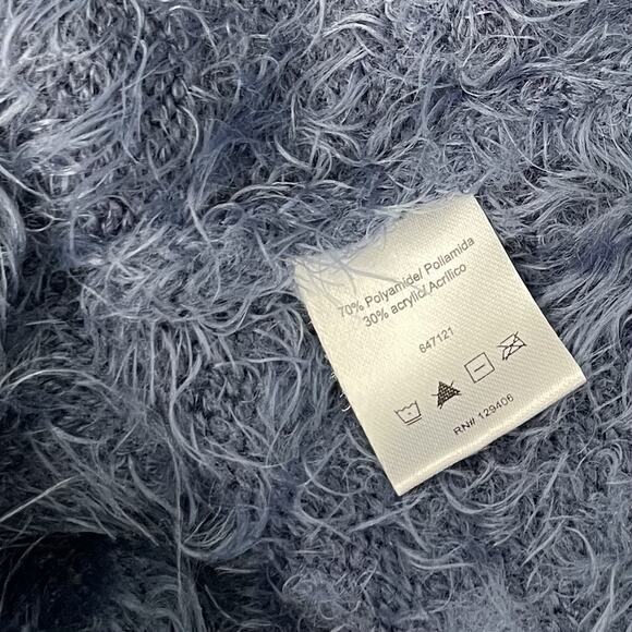 Venus Eyelash Cardigan Plus Size 1X Blue Open Front Soft Cozy Pocket Duster - Picture 6 of 9